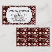 赤とピンクのくつろぎのかわいい猿のコラージュパターン 名刺 (正面/裏面)