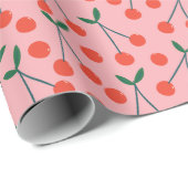 赤とピンクのさくらんぼバレンタイン誕生日 ラッピングペーパー (ロールコーナー)