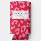 赤とピンクのアニマルプリントの花嫁お披露目パーティー スリム缶クーラー (裏面)