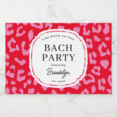 赤とピンクのアニマルプリント独身最後の祭り リキュールボトルラベル (シングルラベル)