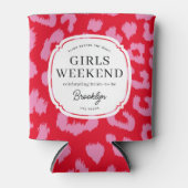 赤とピンクのアニマルプリント ブライズメイドパーティー 缶クーラー (正面)