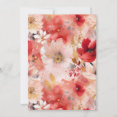 赤とピンクのアブストラクトフラワーアーチのブライズシャワー 招待状 (裏面)