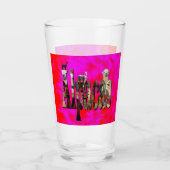 赤とピンクのアルパカのロゴデザイン、 タンブラーグラス (正面)