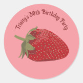 赤とピンクのイチゴのカスタムメッセージ ラウンドシール (正面)