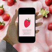 赤とピンクのイチゴのベビーシャワー招待状 招待状