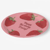 赤とピンクのイチゴカスタムパーティー ペーパープレート (アングル)