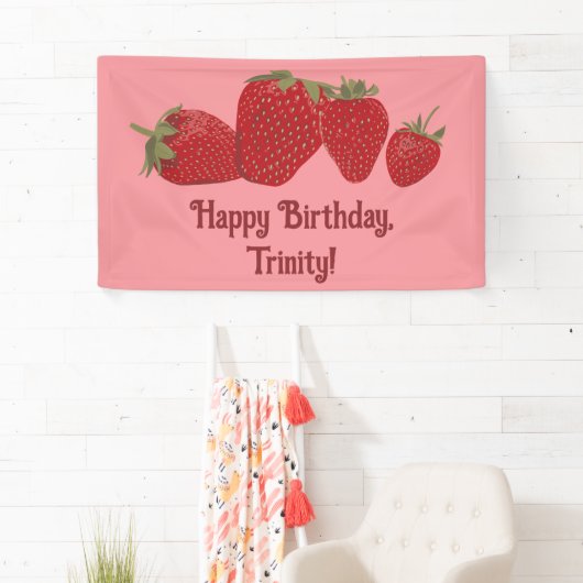 赤とピンクのイチゴカスタムパーティー 横断幕 (インサイチュ)