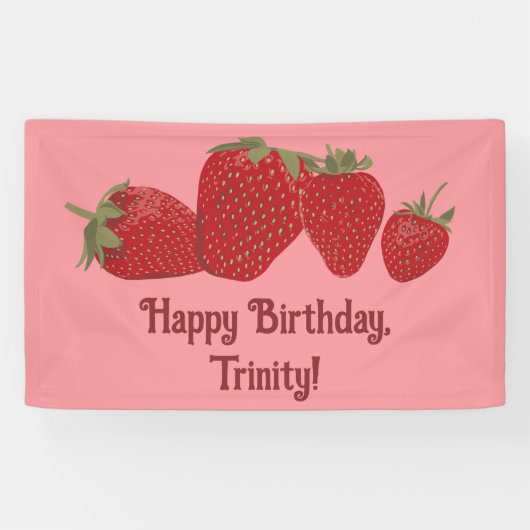 赤とピンクのイチゴカスタムパーティー 横断幕 (横)