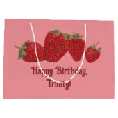 赤とピンクのイチゴカスタム ラージペーパーバッグ (裏面)