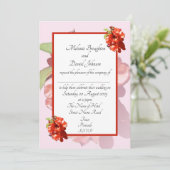 赤とピンクのカインズフラワー結婚式招待状 (スタンド正面)