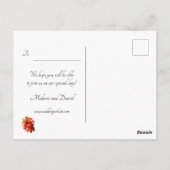 赤とピンクのカリンの花の日付を保存 ポストカード (裏面)