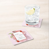 赤とピンクのカリンの花結婚咲き スクエアペーパーコースター (インサイチュ)