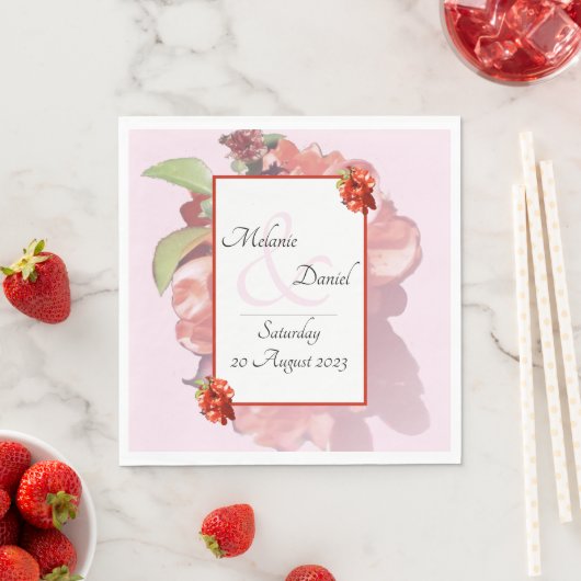 赤とピンクのカリンの花結婚咲き スタンダードランチョンナプキン (インサイチュ)