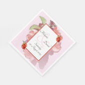 赤とピンクのカリンの花結婚咲き スタンダードランチョンナプキン (角)