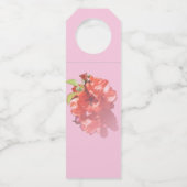 赤とピンクのカリンの花結婚咲き ボトルネックタグ (裏面)
