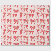 赤とピンクのガーリー弓 ラッピングペーパー (フラット)