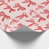 赤とピンクのガーリー弓 ラッピングペーパー (角)