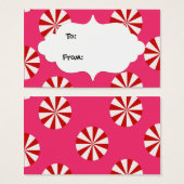 赤とピンクのキャンディの贈り物ラベル (正面&裏面)