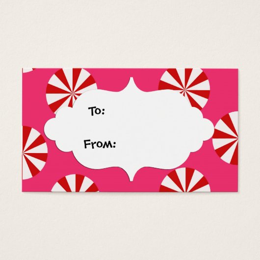 赤とピンクのキャンディの贈り物ラベル (正面)
