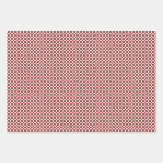 赤とピンクのクラフト絵を描紙クリスマス ラッピングペーパーシート (正面2)