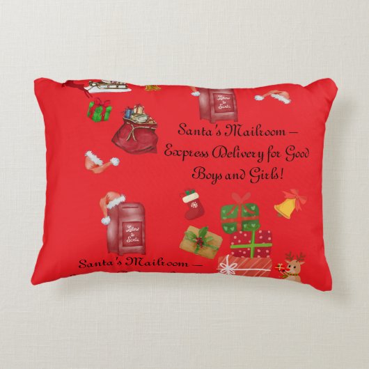 赤とピンクのクリスマスキッズアクセントピロー アクセントクッション (裏面)