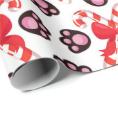 赤とピンクのクリスマスキャンディーケーン動物の足 ラッピングペーパー (ロールコーナー)