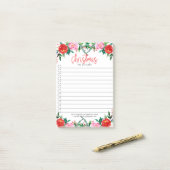 赤とピンクのクリスマスバラ縁ど ポストイット (デスク上)