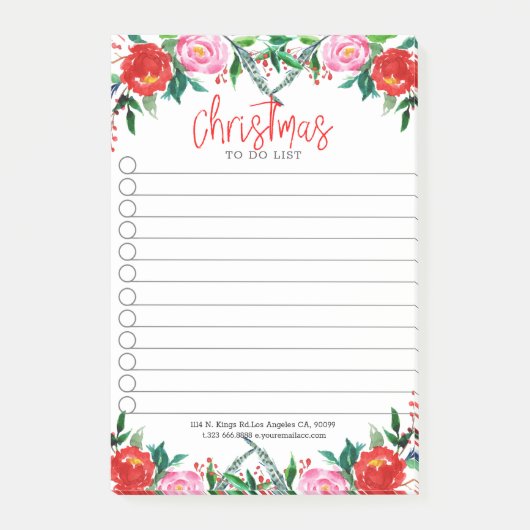 赤とピンクのクリスマスバラ縁ど ポストイット (正面)