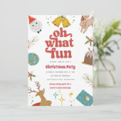 赤とピンクのクリスマスパーティー招待状　なんて楽しい 招待状 (スタンド正面)