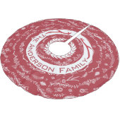 赤とピンクのクリスマスファミリー名トナカイ矢印 ブラッシュドポリエステルツリースカート (アングル)