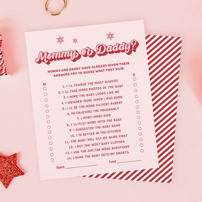 赤とピンクのクリスマスベビーシャワー誰がゲームを推測 (クリエイターアップロード済み)