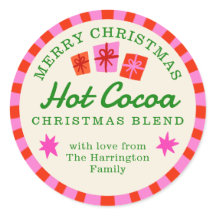 赤とピンクのクリスマスホットココアdiyギフトステッカー