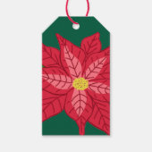 赤とピンクのクリスマスポインセチア ギフトタグ (正面)