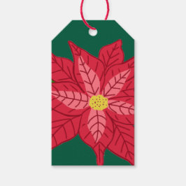 赤とピンクのクリスマスポインセチア ギフトタグ