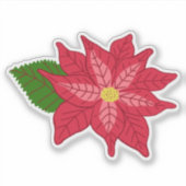 赤とピンクのクリスマスポインセチア シール (正面)