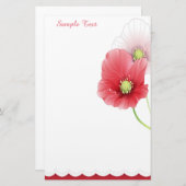 赤とピンクのケシ文房具 便箋 (正面/裏面)