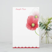 赤とピンクのケシ文房具 便箋 (スタンド正面)