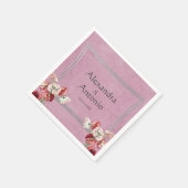 赤とピンクのケシ スタンダードカクテルナプキン (角)