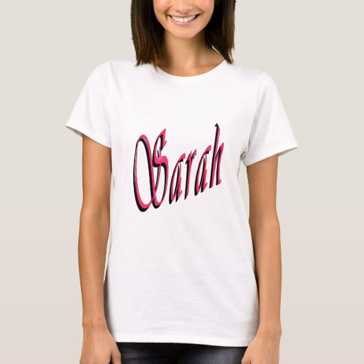 赤とピンクのサラの名前 Tシャツ (正面)