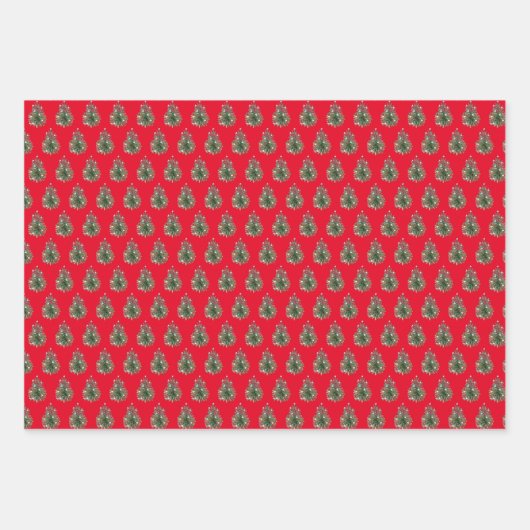 赤とピンクのサンタクロースのクリスマス ラッピングペーパーシート (正面3)