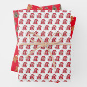 赤とピンクのサンタクロースのクリスマス ラッピングペーパーシート (インサイチュ)