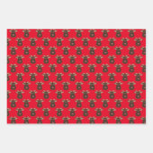 赤とピンクのサンタクロースのクリスマス ラッピングペーパーシート (正面)