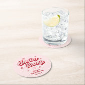 赤とピンクのサンタベビークリスマスベビーシャワー ラウンドペーパーコースター (インサイチュ)