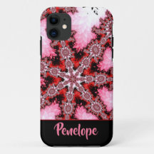 赤とピンクのスターバストフラクタル抽象芸術（名前あり）