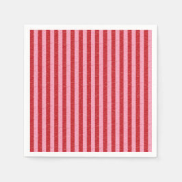 赤とピンクのストライプ スタンダードカクテルナプキン