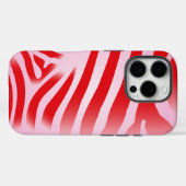赤とピンクのゼブラ印刷ストライプ Case-Mate iPhoneケース (裏面 (横))