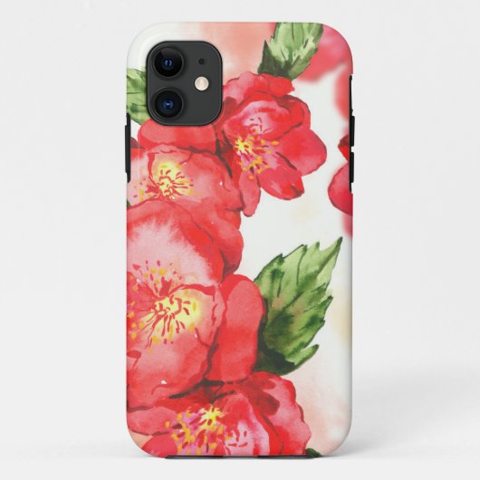 赤とピンクのソフトウォーターカラーバラケース – メイトフォン Case-Mate iPhoneケース (裏面)