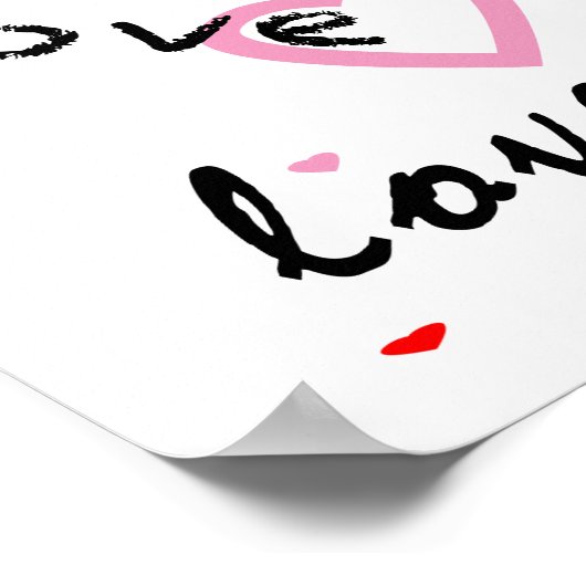 赤とピンクのタイポグラフィ文字デザインラブハート ポスター (角)