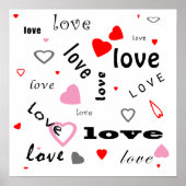 赤とピンクのタイポグラフィ文字デザインラブハート ポスター (正面)