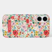 赤とピンクのダイジー柄モノグラム Case-Mate iPhoneケース (裏面 (横))